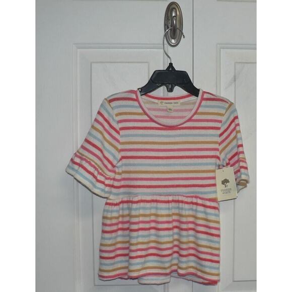Tucker + Tate Girls Stripe Peplum Top in Ivory Egret Multi Size 3 $35 - Picture 3 of 5